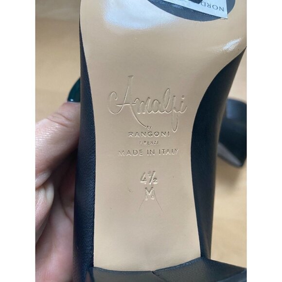 AMALFI By Rangoni BNWT "Paco" Black Block Heel New Pointed Toe Pump Classis - Picture 5 of 8